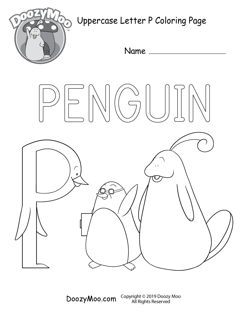 Cute uppercase letter p coloring page free printable