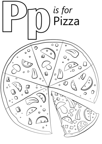 Letter p is for pizza coloring page free printable coloring pages