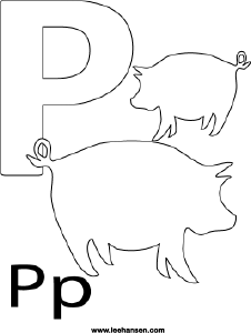 Alphabet coloring printable letter p pigs colouring sheet