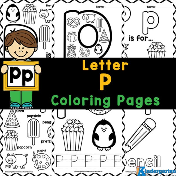 Free printable letter p coloring pages pack