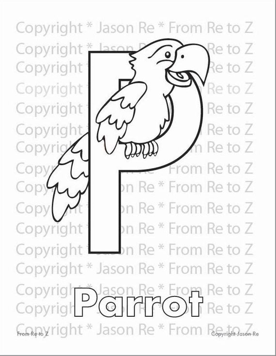 P is for parrot abcs coloring page alphabet printable digital download letter p classrooms and children of all ages