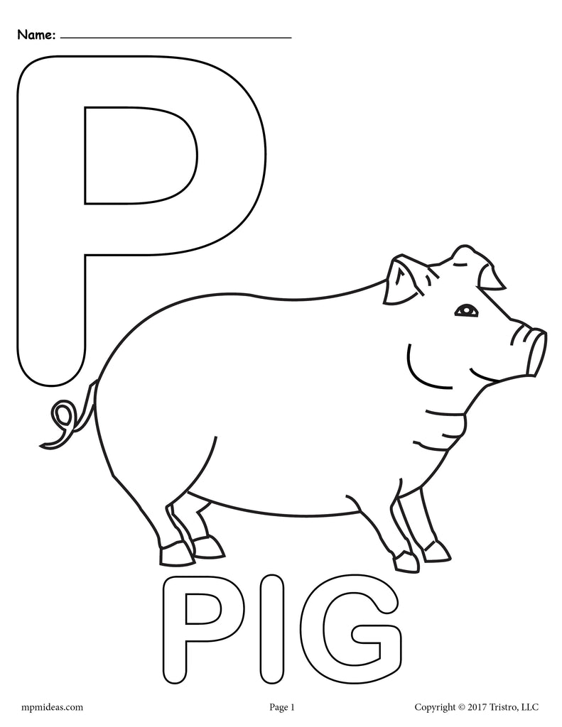 Letter p alphabet coloring pages