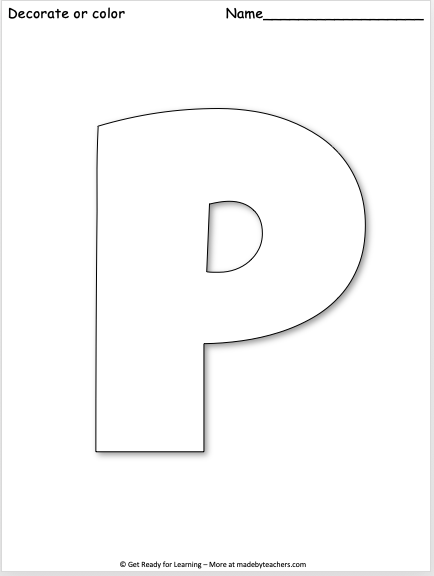 Free giant letter p worksheet