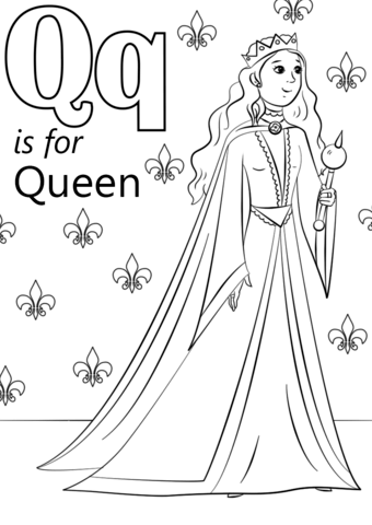 Letter q is for queen coloring page free printable coloring pages