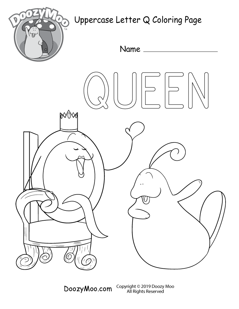 Cute uppercase letter q coloring page free printable