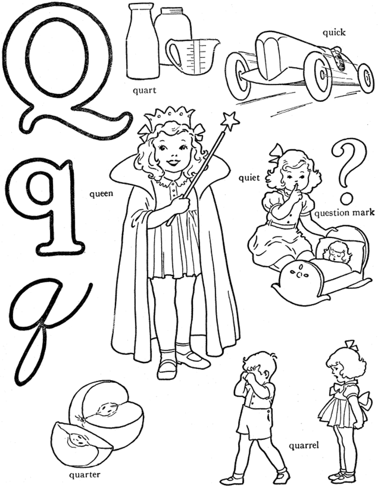 Get this letter q coloring pages