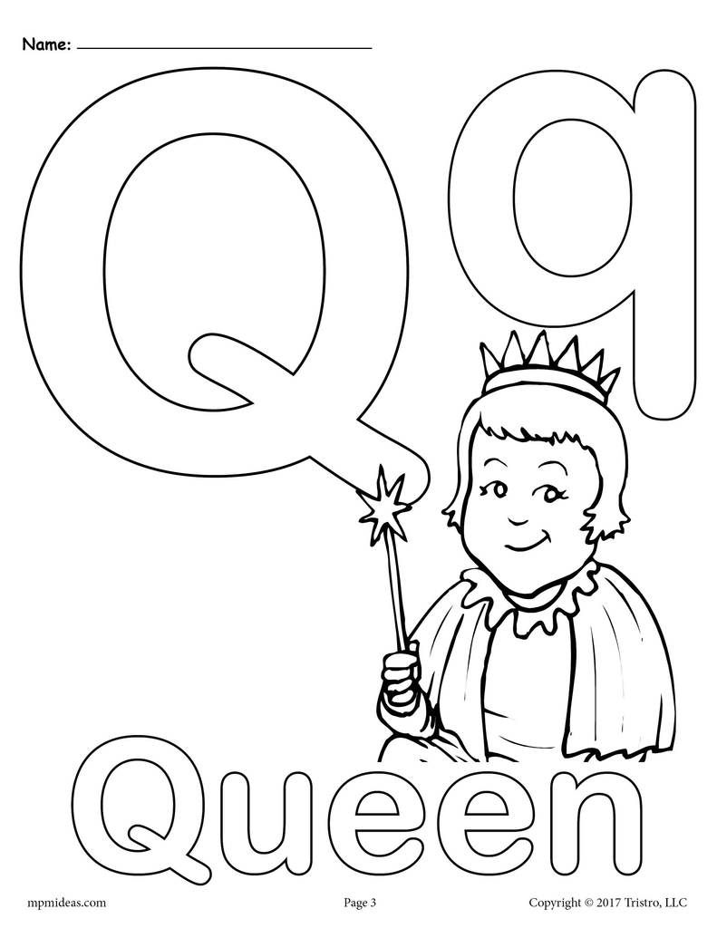 Letter q alphabet coloring pages