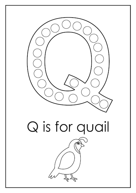 Premium vector learning english alphabet for kids letter q dot marker activity