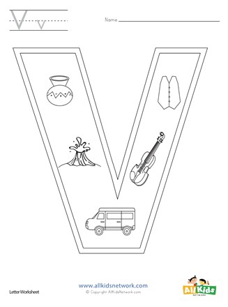 Letter v coloring page all kids network