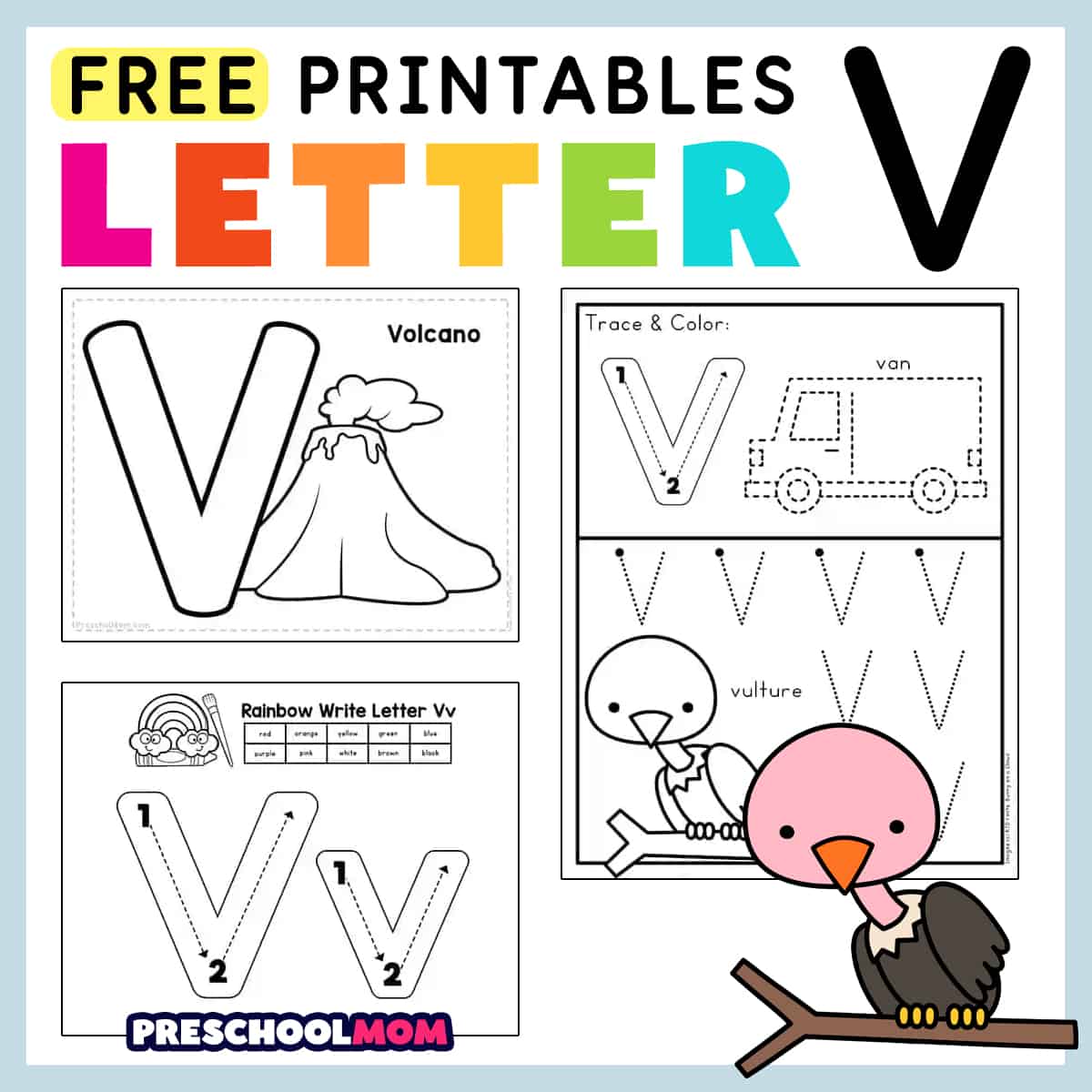 Letter v preschool printables