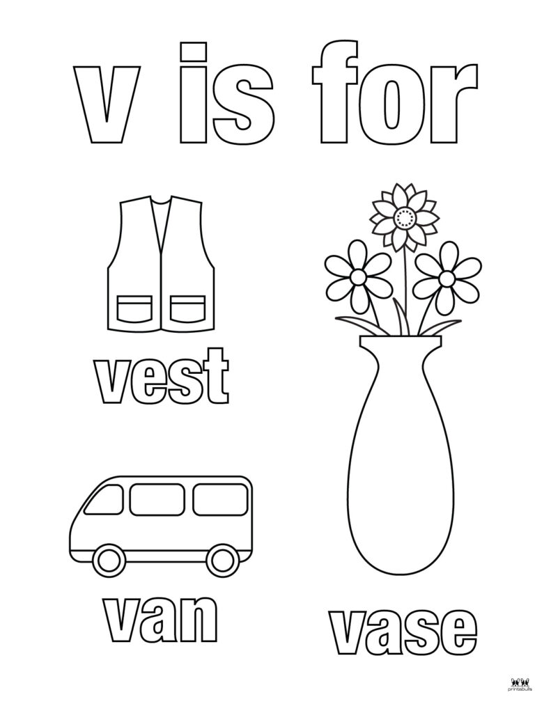 Letter v coloring pages