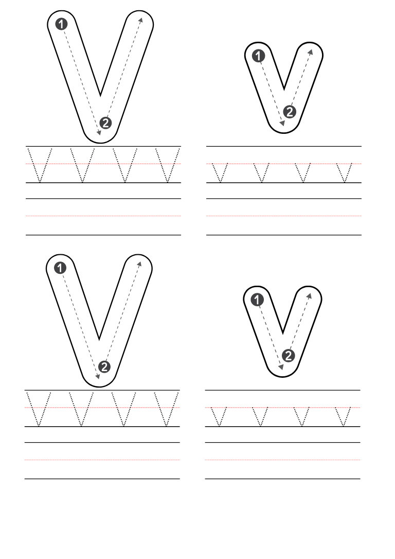 Free letter v coloring pages printable pdf