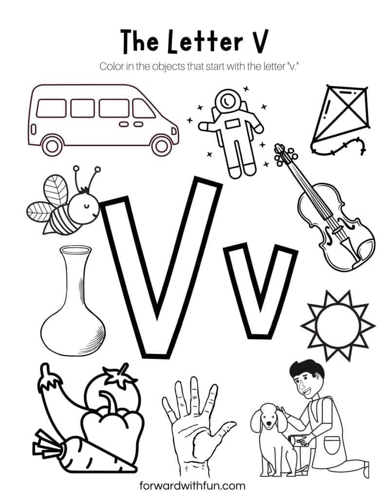 Free letter v worksheets