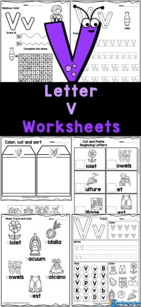 Free printable letter v worksheets for kindergarten