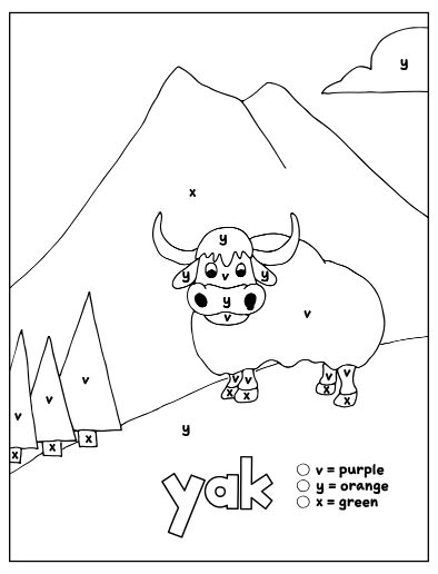 Worksheets for kindergarten and preschool â color by letter coloring pages set letters v y x