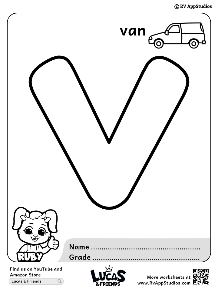 Alphabet v coloring pages