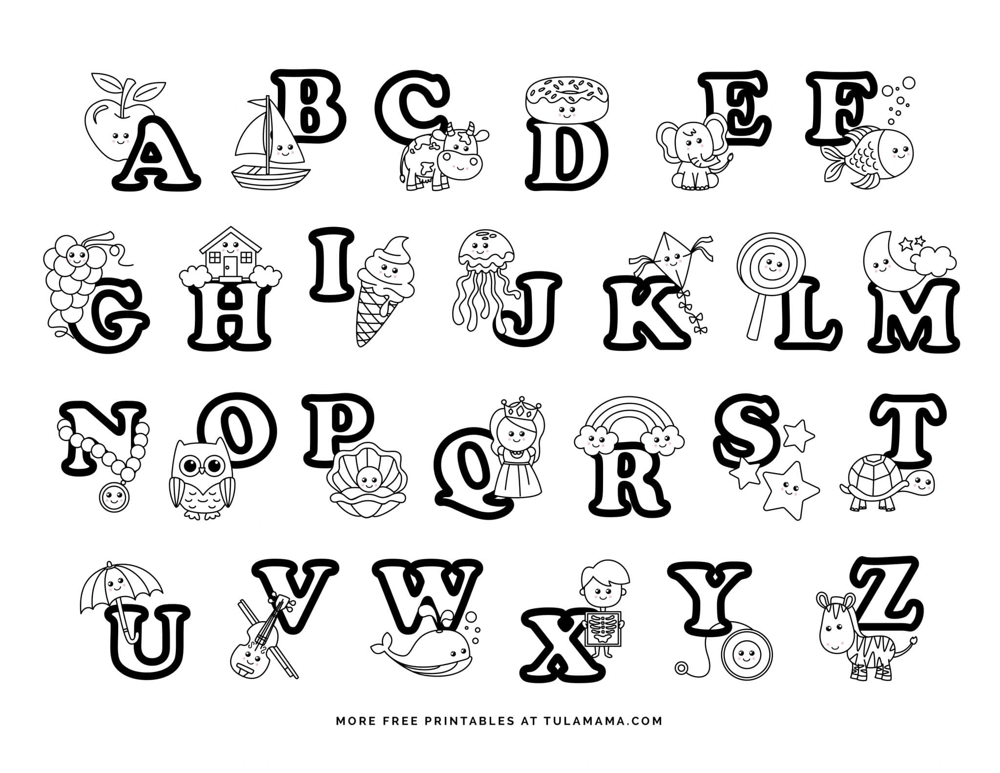 Fun and easy to print abc coloring pages for preschoolers kindergartners