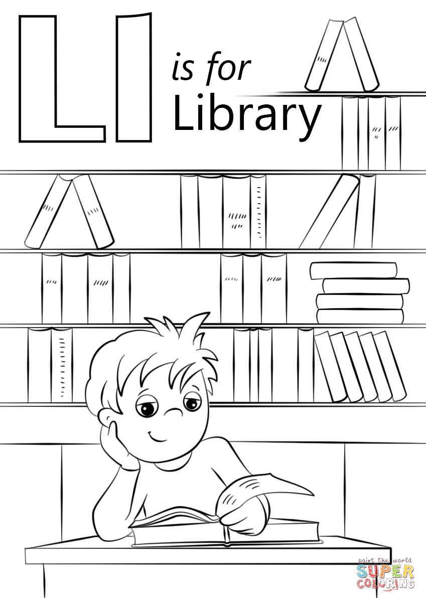 Letter l is for library coloring page free printable coloring pages