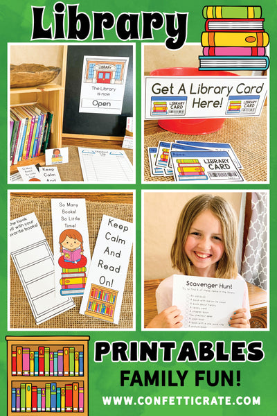 Library dramatic play printables a great indoor activity â confetti crate