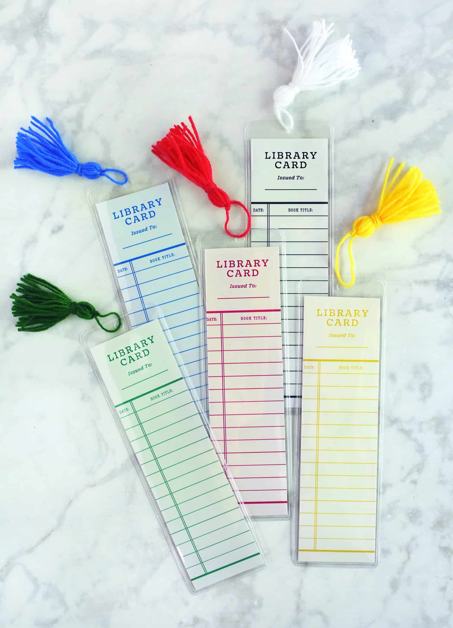 Library card bookmark free printables