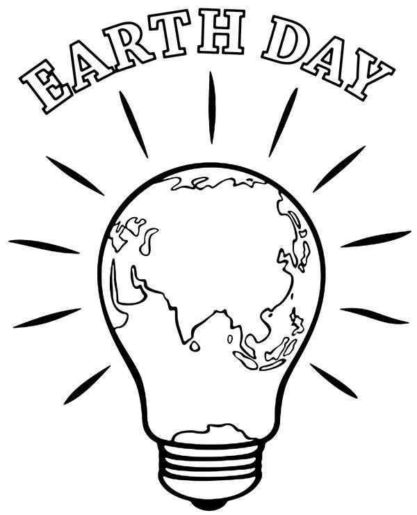 Bulb coloring page earth day