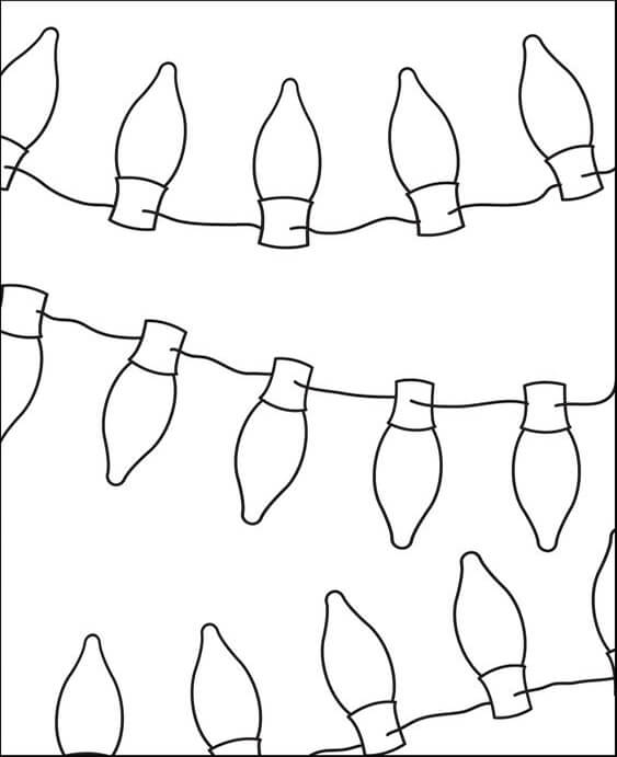 Free easy to print christmas lights coloring pages