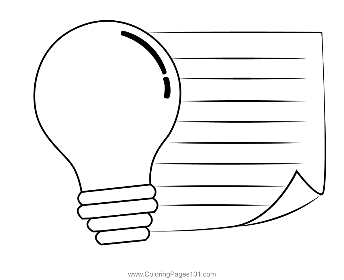 Light bulb coloring page for kids