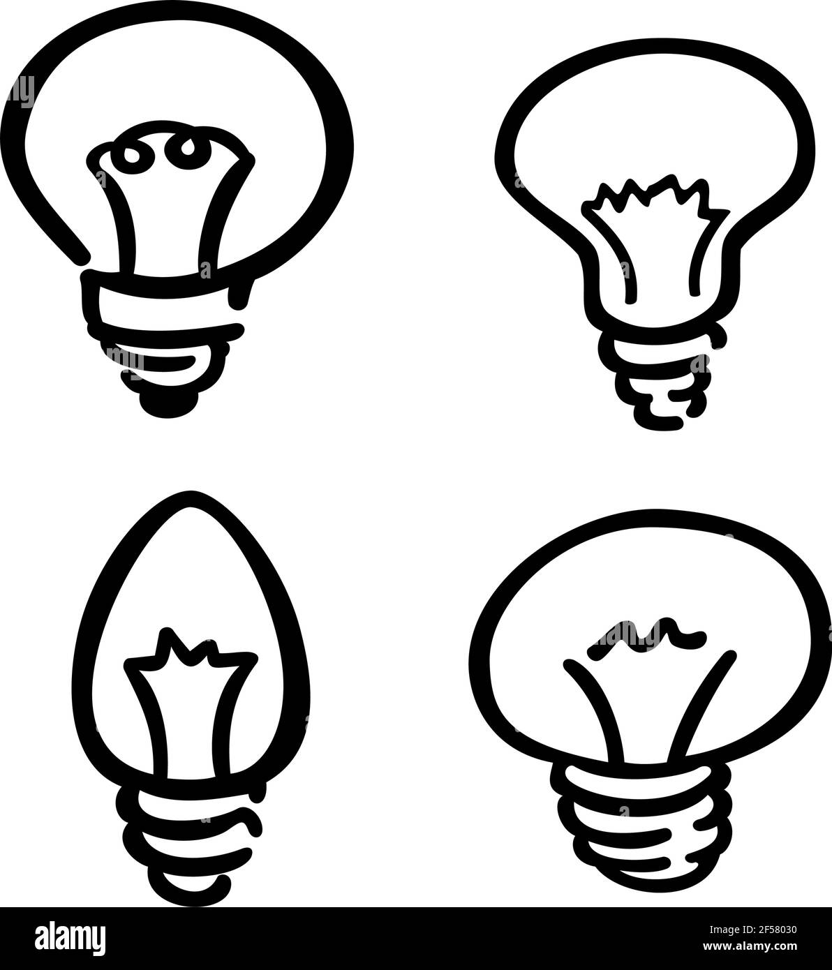 Drawing light bulb black outlined icon stock vector image art