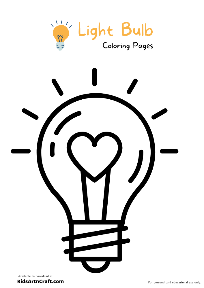 Light bulb coloring pages for kids