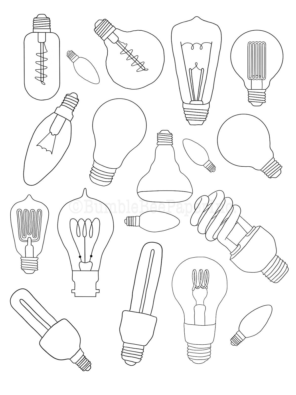 Light bulb coloring pagewall art