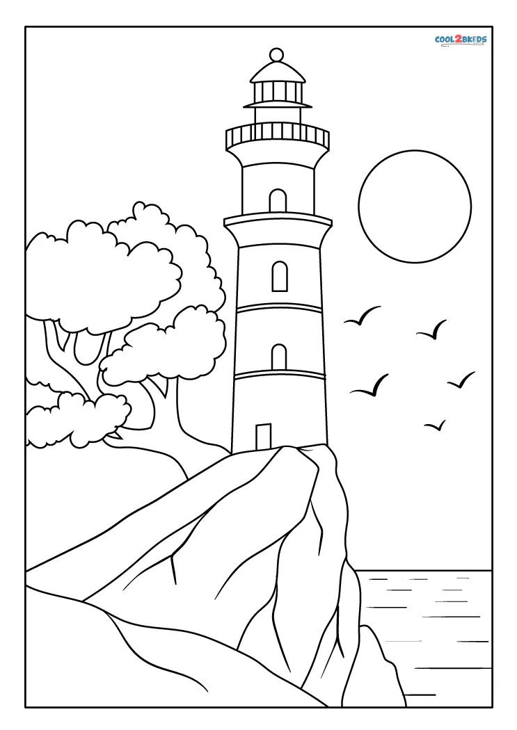 Printable lighthouse coloring pages for kids