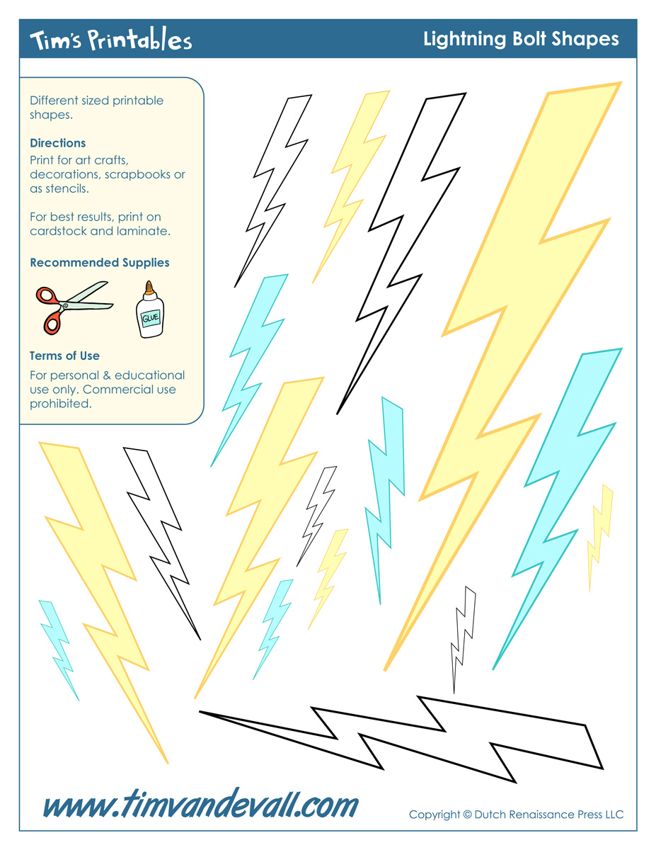 Lightning bolt templates shapes â tims printables