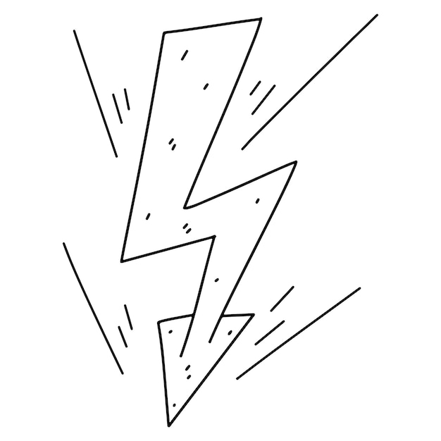 Premium vector high voltage symbol lightning sign in hand drawn doodle style coloring page