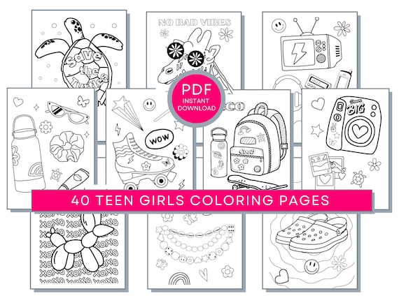 Teen girls coloring pages teens coloring pages preppy aesthetic coloring teen printables vsco pdf coloring yk coloring pages