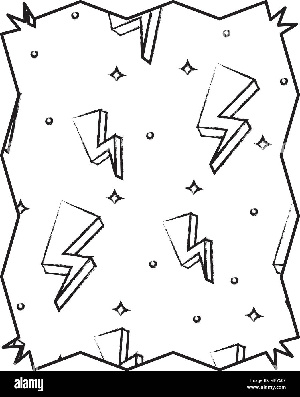 Lightning bolt sketch black and white stock photos images