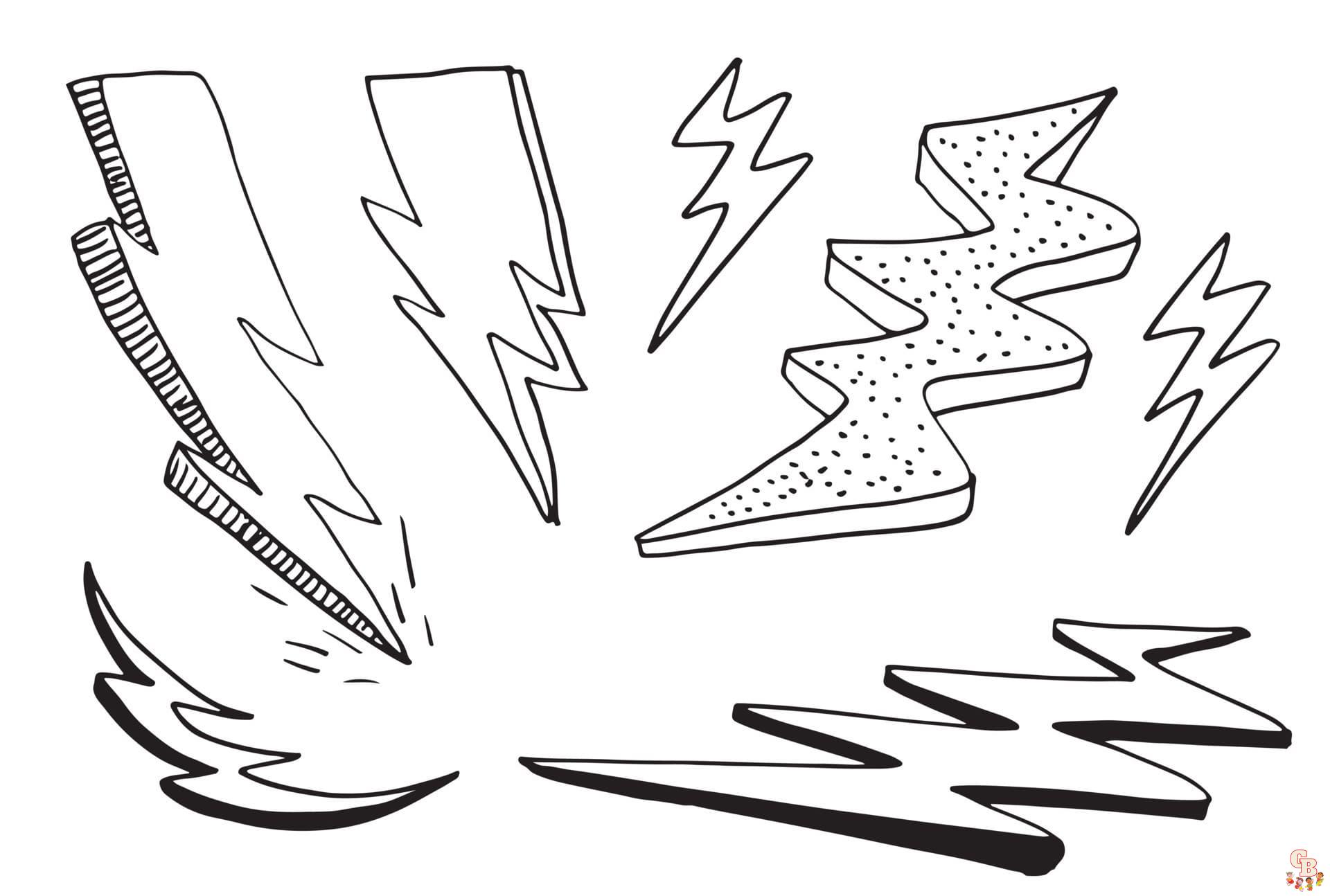 Printable lightning bolt coloring pages free for kids and adults