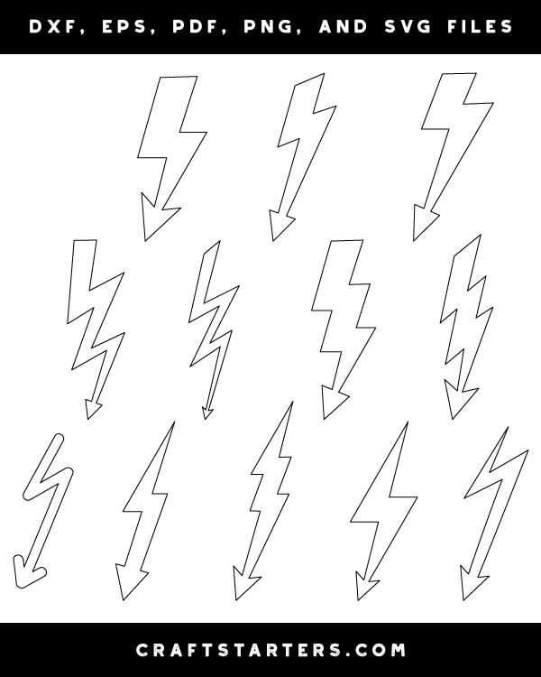 Lightning bolt with arrow outline patterns dfx eps pdf png and svg cut files