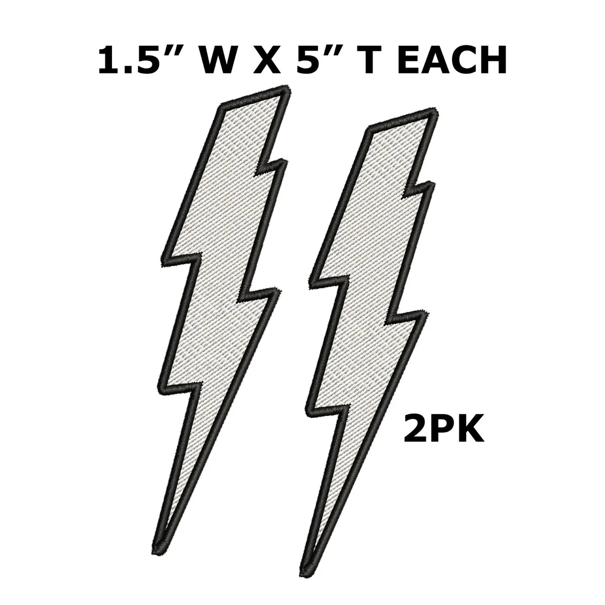 White lightning bolt patch electric zap applique flash bolt strike speed