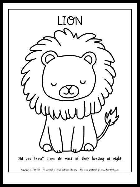 Baby lion coloring page free printable â the art kit