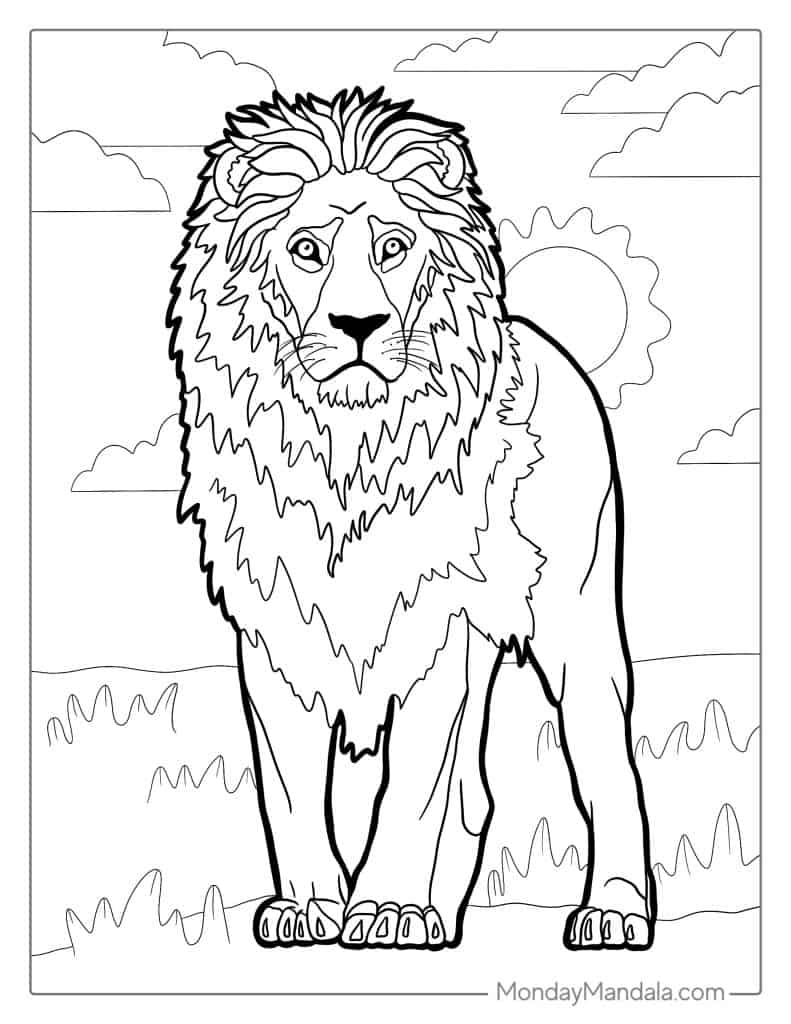 Lion coloring pages free pdf printables