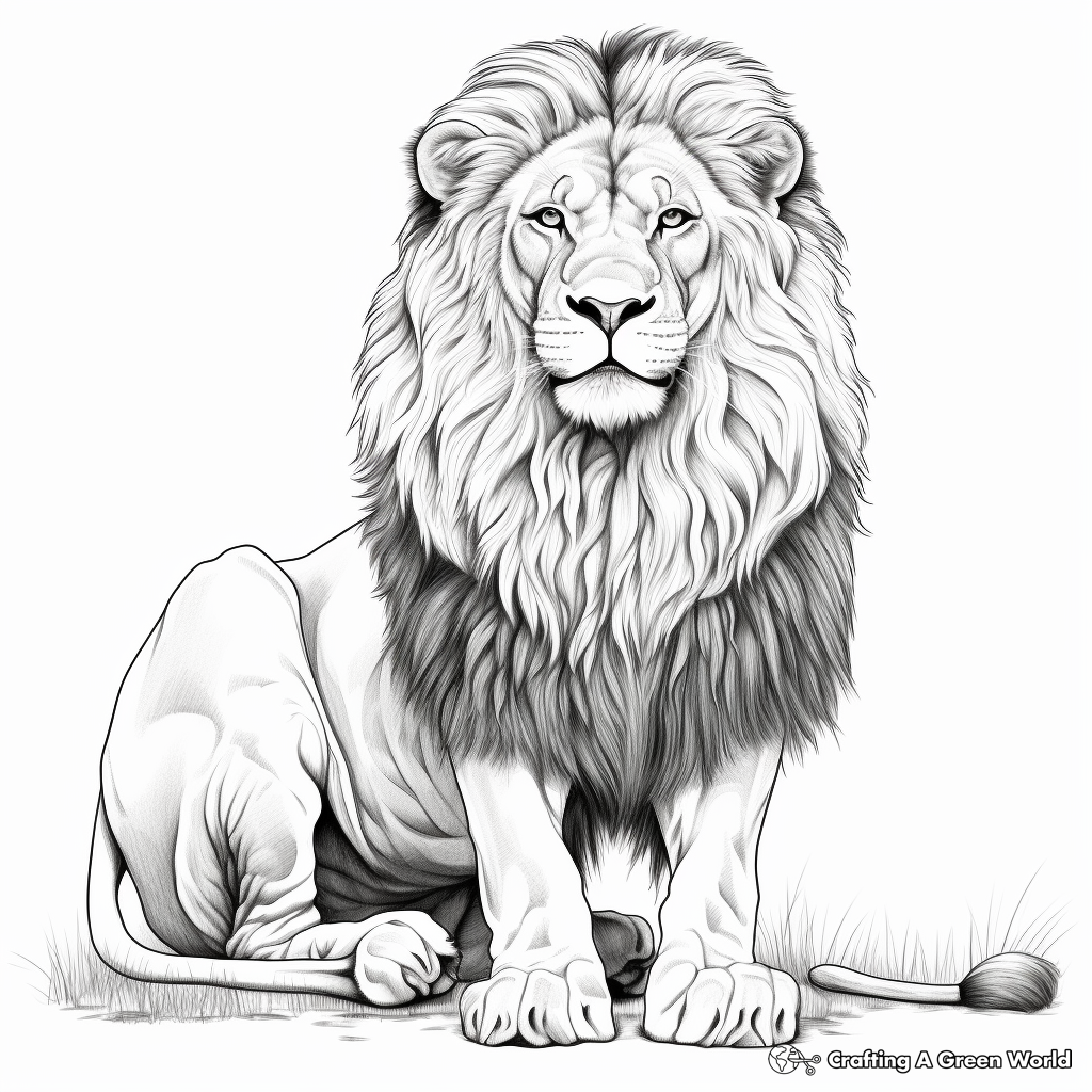 Realistic lion coloring pages