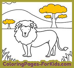 Lion coloring page for kids