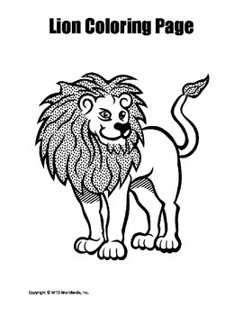 Printable lion coloring page worksheet by lesson machine tpt