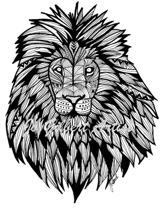 Lion adult coloring printable coloring pages adult coloring books instant download pdf and jpeg