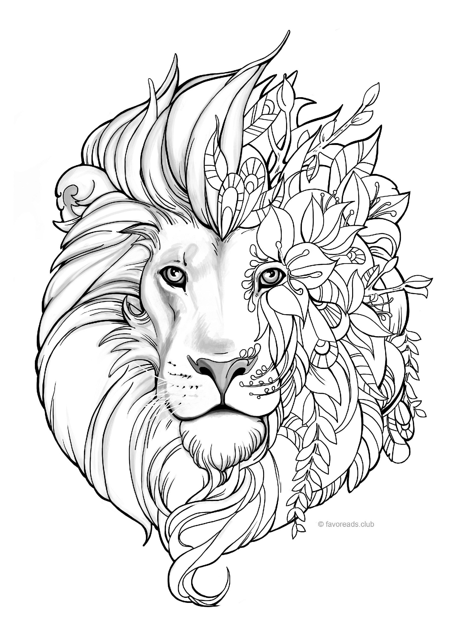 Printable lion coloring pages easy adult coloring