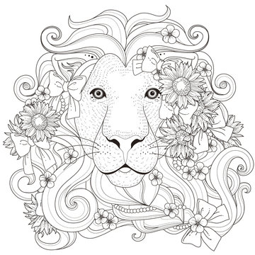 Lion coloring page for adults images â browse photos vectors and video