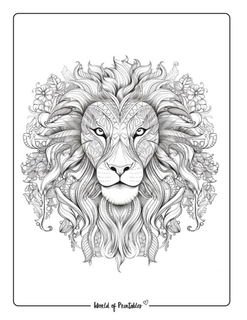 Lion coloring pages for kids adults