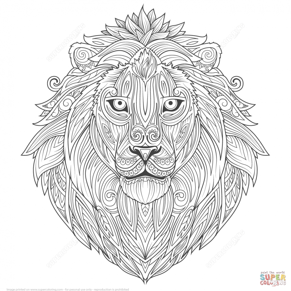 Get this lion coloring pages for adults to print