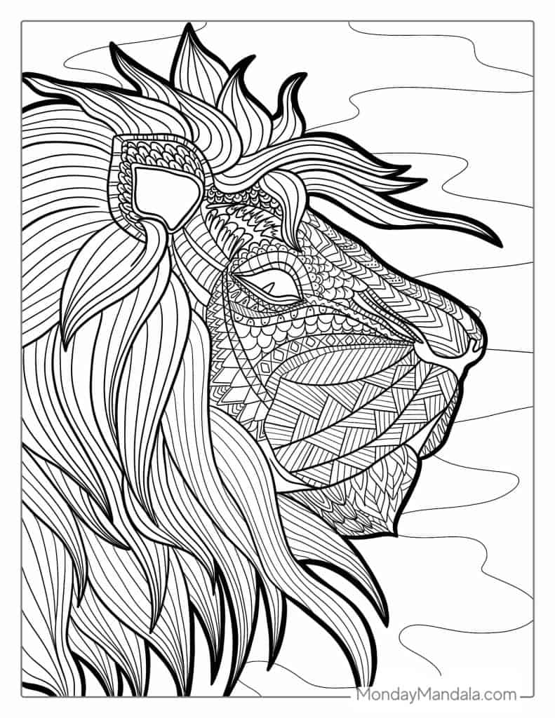 Lion coloring pages free pdf printables