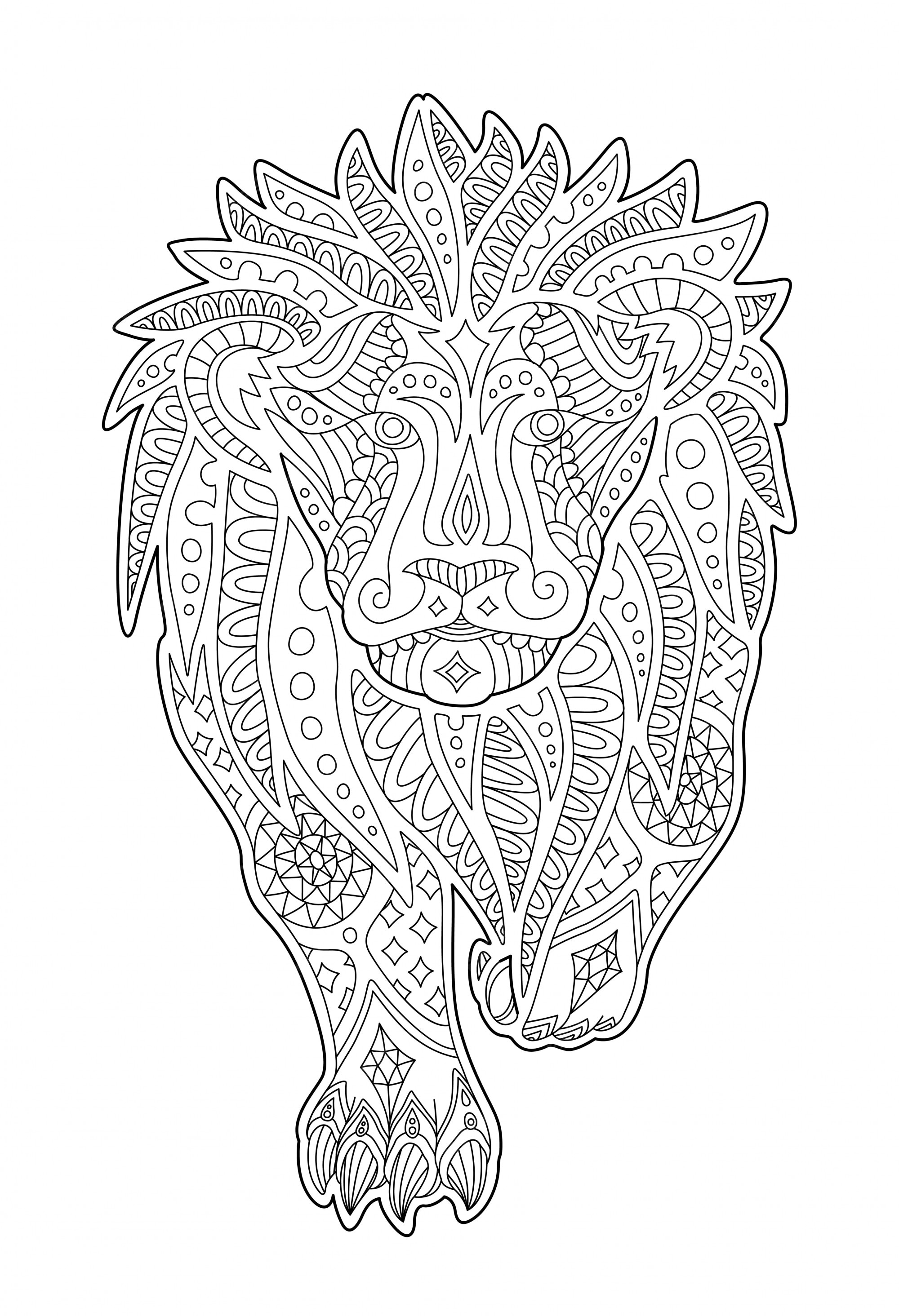 Premium vector art for coloring book page with decorative lion